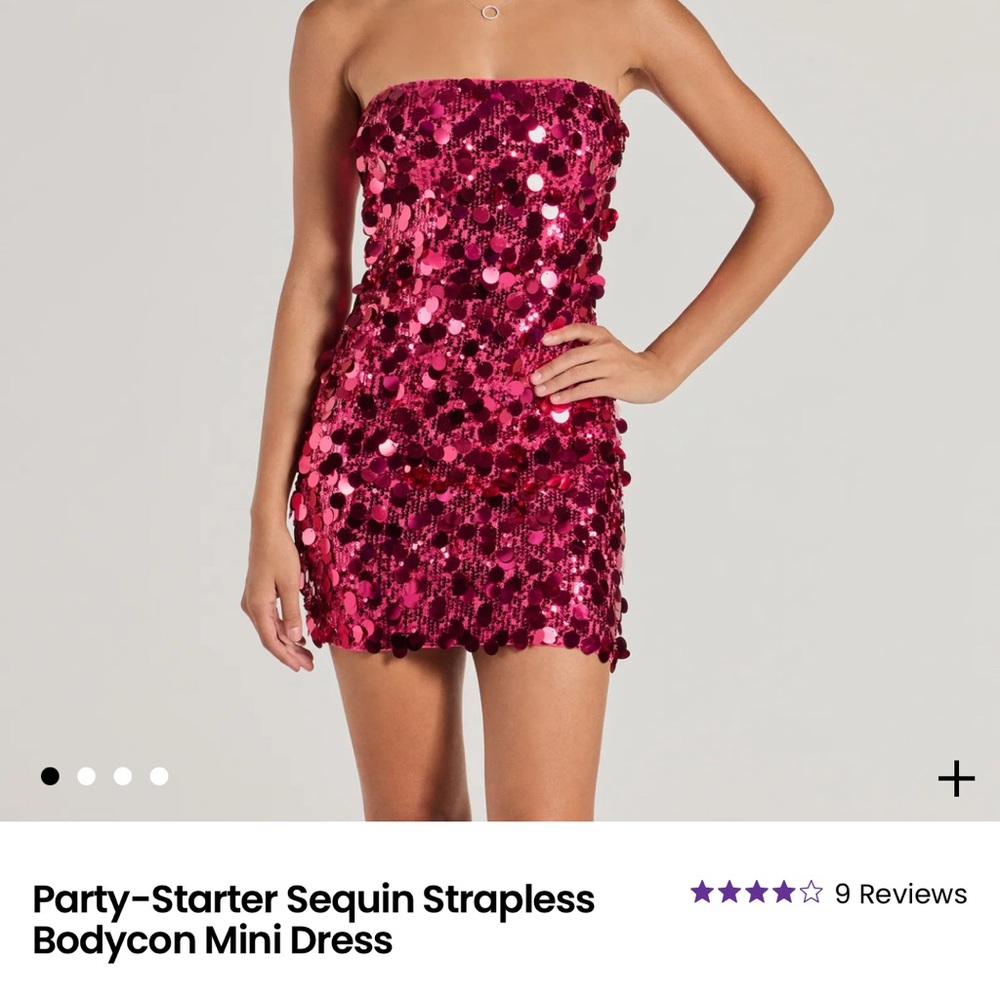 Windsor Fuchsia Sequin Strapless Dress